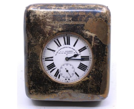 Light Goliath clock in presentation silver case for William Comyns from the Countess of Spencer