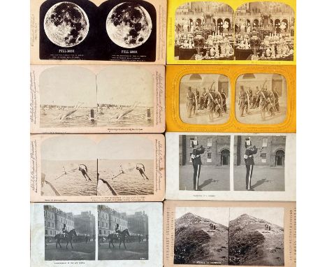 Photography. A collection of 35 stereoscopic cards, including "Full Moon", "Summer Sports, Atlantic City, USA", "Mrs Ward, th