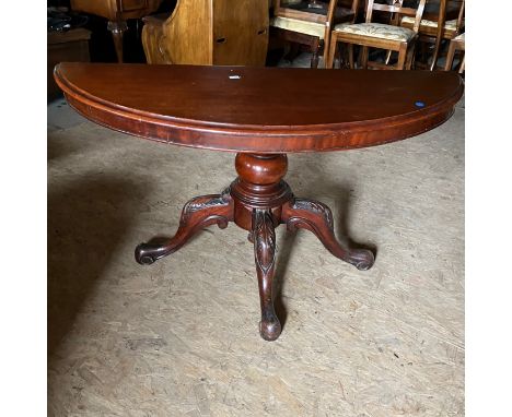 Demi lune table on tripod stand 70cms h x 121cms w x 40cms d