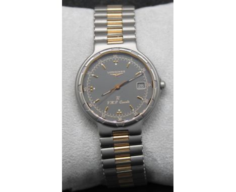 Longines Conquest Titanium and Gold VHP (Very High Precision) Quartz Watch.  Comes with its Original Titanium and Gold Plated