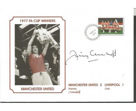 Football Signed Commemorative Cover, Jimmy Greenhoff A Superbly Produced Modern Cover Depicting The 1977 FA Cup Final Between