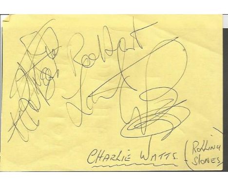 Charlie Watts from The Rolling Stones signed album page. Dedicated. Good condition. All signed items come with our certificat