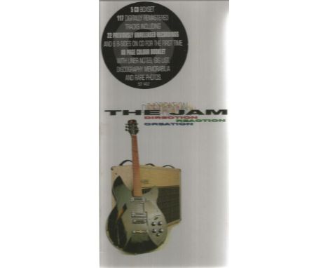 The Jam Direction Reaction Creation 5 CD box set signed on front cover of booklet by Paul Weller and Bruce Foxton. Good condi