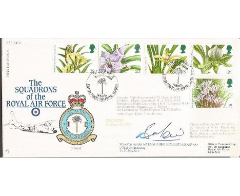 Squadrons of the Royal Air Force FDC Orchids 16th March 1993. Stamped flown by Hercules XV291 to Zagreb and back to Lyneham. 