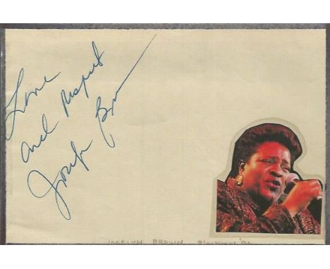 Jocelyn Brown signed album page, American R&B and dance singer. Although she has only one Billboard Hot 100 chart entry in he