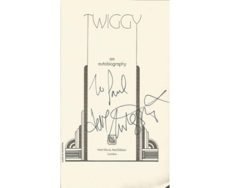 Twiggy signed title page taken from book. Good condition. All signed items come with our certificate of authenticity. We comb