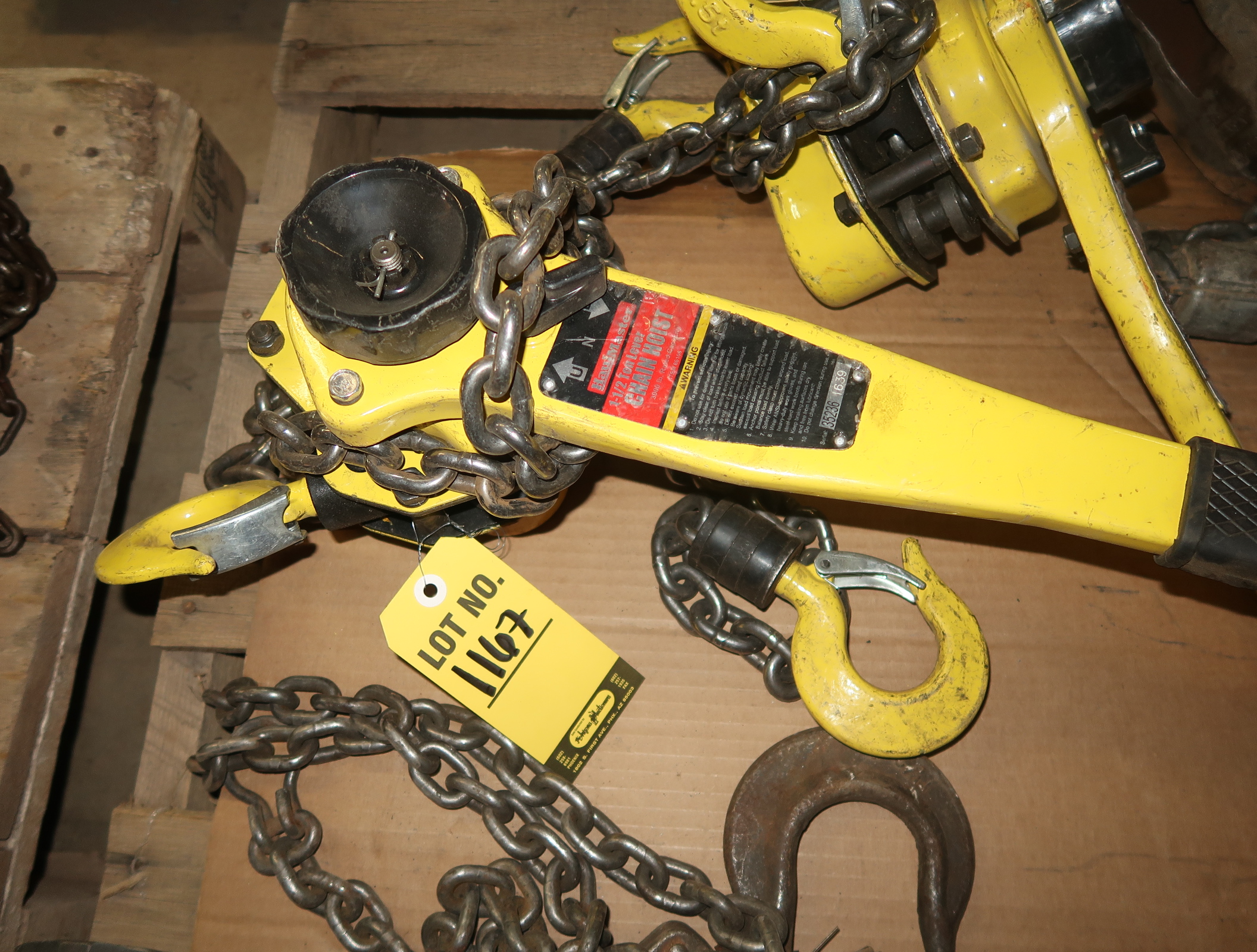 HAUL MASTER 1 1/2TON CHAIN HOIST PULLER MDL. 66106