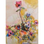 Circle of Elizabeth Violet Blackadder (1931- ) British. Still Life of Flowers in a Pot, Coloured
