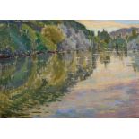 Peter Norton (1913-1995) British. A River Landscape, Pastel, Signed and Dated '74, 12.75" x 17.75".