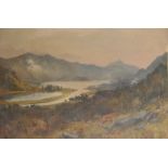 Circle of Robert Fowler (1853-1926) British. A Mountainous River Landscape, Oil on Canvas, 20" x