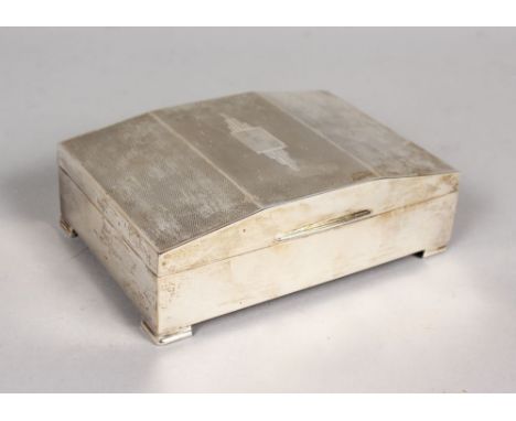 A GOOD ENGINE TURNED CIGARETTE BOX, Art Nouveau in design, with cedar wood interior. Birmingham 1921.