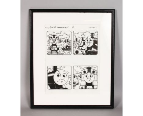 THOMAS THE TANK ENGINE by TIM MARWOOD. Pen and Ink.  "CARRIAGE CAST AWAY".