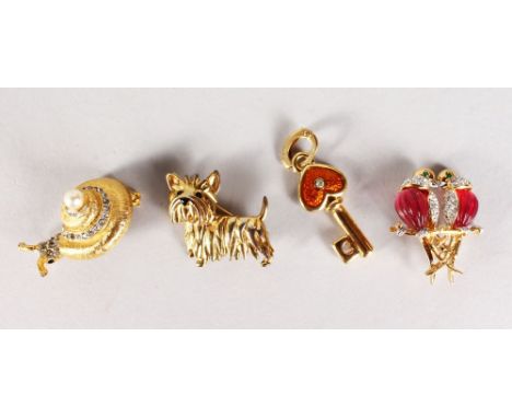 FOUR ENAMEL BROOCHES.