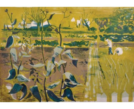 dwin La Dell (1914-1970) British. "Essex Field", Lithograph, Signed, Inscribed and Dated '57 in Pencil, 14" x 19.75".