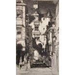 David Young Cameron (1865-1945) British. A Street Scene, Lithograph, Unframed, 10.25" x 6", together