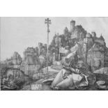 After Albrecht Durer (1471-1528) German. A Townscape, Engraving, 4.75x 5.5".