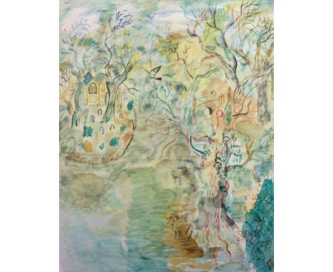 After David Jones (1962-2010) British. A Landscape, Print, 24.5" x 19'5", together with a print after Christopher Wood, two (
