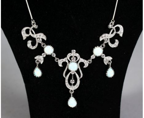 A VICTORIAN STYLE GILSON OPAL SET NECKLACE.