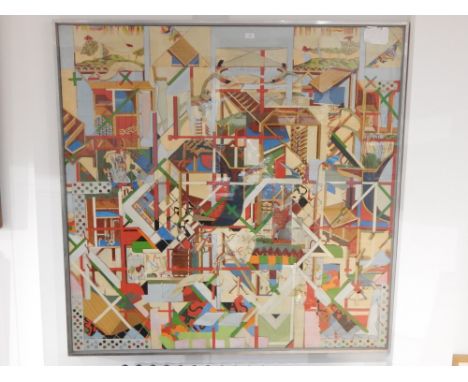 Contemporary British school, architectural abstract study, oil on canvas. 128 x 136cm
