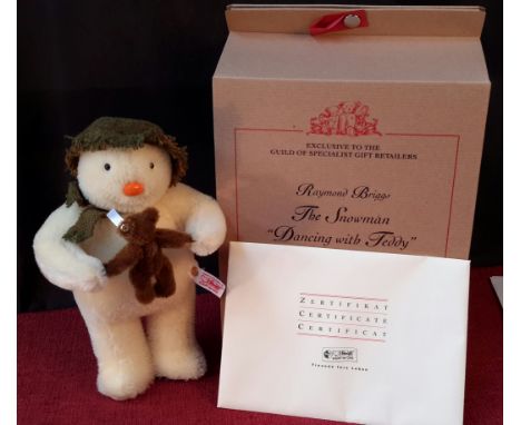 Steiff collectors Raymond Briggs, The Snowman' Dancing With Teddy', together with envelope certificate & box 