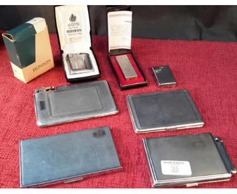 Selection of vintage cigarette cases & lighters 