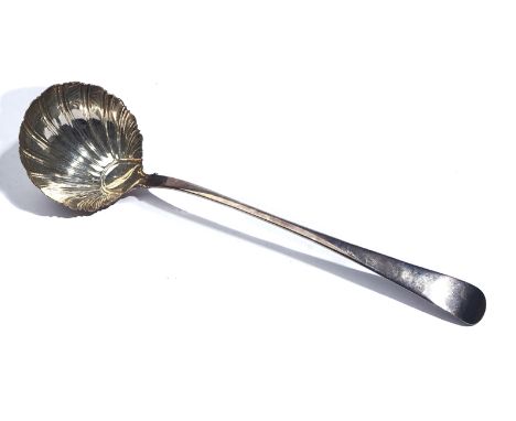 A GEORGE II SILVER OLD ENGLISH PATTERN SOUP LADLEWith a shell shaped bowl, bottom marked, London 1759, weight 148 gmsMaker's 