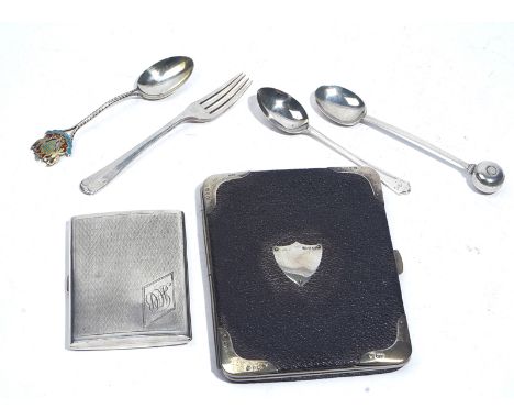 A SILVER MOUNTED RECTANGULAR LEATHER WALLET AND FIVE FURTHER ITEMS (6)The Victorian wallet Birmingham 1897, a rectangular cig