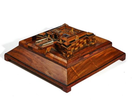 A SPECIMEN WOOD AND IVORY ARCHITECTURAL MODEL OF A FORTDated 186142cm square x 18cm highCondition report;General age related 