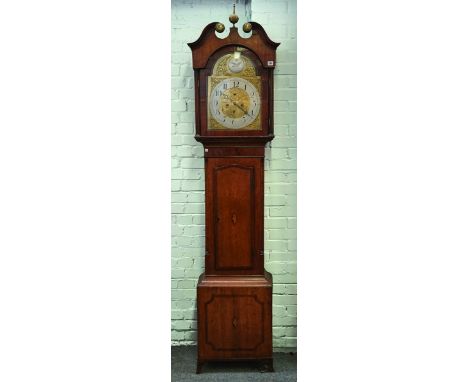 A GEORGE III OAK LONGCASE CLOCKThe arched brass dial with silvered chapter ring and detailed 'John Daglish Alnwick' (dial, mo