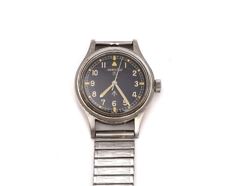A HAMILTON BRITISH MILITARY ISSUE RAF STAINLESS STEEL WRISTWATCHRef 6B-9101000 H, Circa 1960sCase diameter: 36mm&nbsp;Conditi
