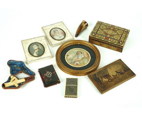 A FRENCH TORTOISESHELL AND GOLD INLAID AIDE MEMOIRE AND EIGHT FURTHER ITEMS (9)Late 19th Century and laterComprising: a Frenc