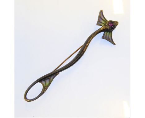 A German Art Nouveau silver, enamel and gem-set brooch by Theodor Fahrner &amp; Murrle Bennet &amp; Co designed as an attenua