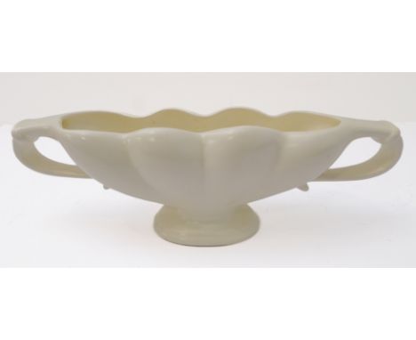 A circa 1930s footed mantle vase with twin-loop handles: possibly by William John Marriner or Constance Spry; printed marks t