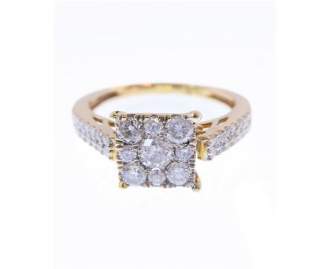 A diamond-set ring , the top and shoulders with 41 diamonds, the shank stamped '14 K', ring size N/O