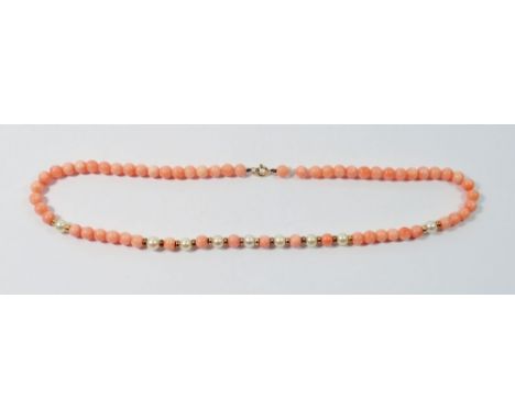 A coral and pearl necklace with 9 carat gold clasp 