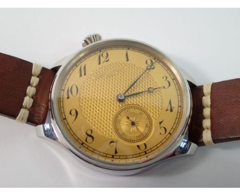 A Vacheron &amp; Constantin early 20th century pocket watch movement with gold tone dial converted to a gentleman's wristwatc