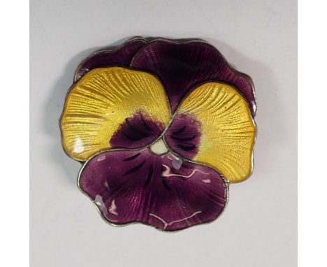 A silver and enamel pansy brooch by John Atkins &amp; Sons, 3.5cm