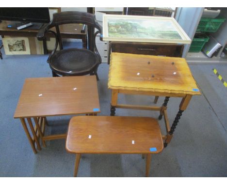 Mixed furniture to include a barley twist occasional table together with a John Constable print 