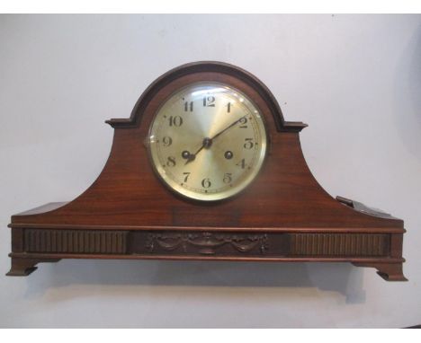 An early 20th century mahogany Adams style 8-day mantle clock 