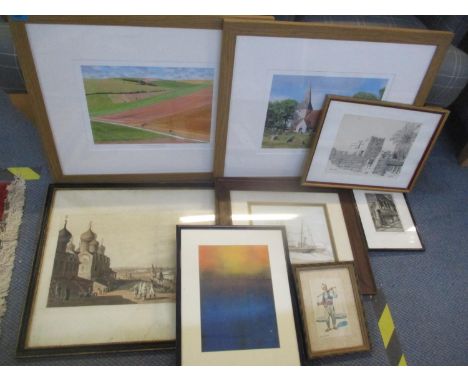 Pictures to include Kristina Stedman limited edition print Bowyer - Moscow, Royas - portrait of a tradesman watercolour, and 