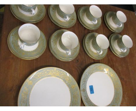 A Royal Worcester Balmoral part tea service, comprising eight teacups, saucers and cake plates, and two large sandwich platte
