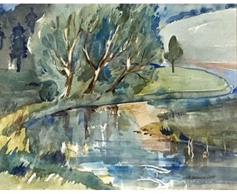 Robert MacDonald Scott, Scottish (1914-1994), Willows by the Tweed at Melrose, watercolour, signed LR: R. MacDonald Scott, 35