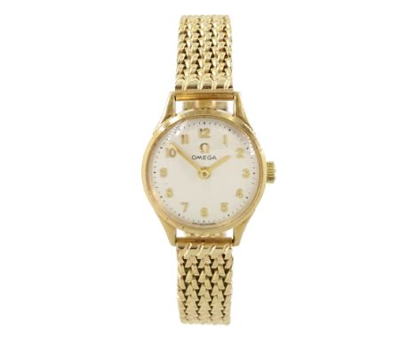 Omega ladies 9ct gold manual wind wristwatch, Cal 620, case hallmarked Birmingham 1964, on 9ct gold gold bracelet with spring