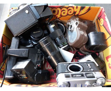 Box of vintage cameras etc. 
