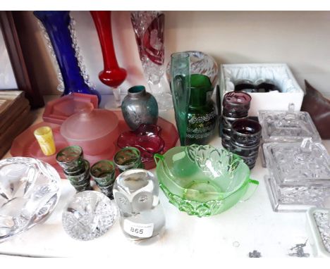 A box of decorative glassware incl art deco 
