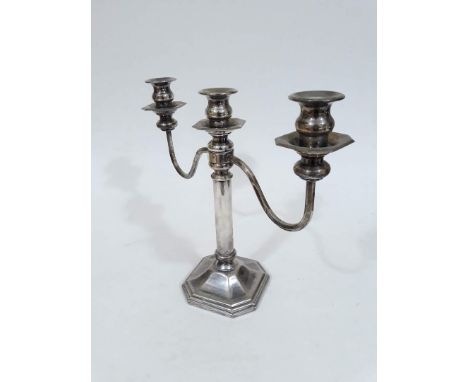 A silver plated candelabra stamped 'St James', height 30.5cm. 