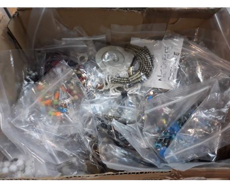 Box of vintage and modern necklaces 