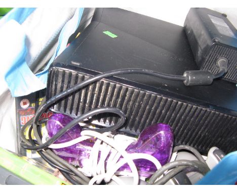 A bag of Xbox console, controllers and games 