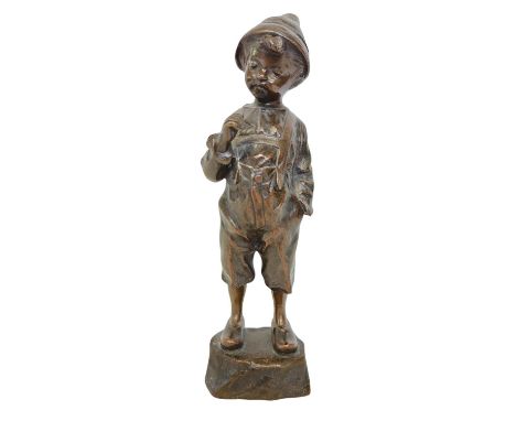 Julius Schmidt-Felling (1835 - 1920) German; 'Le Petit Fumeur' Bronze sculpture of a young boy with cigarette in his mouth an