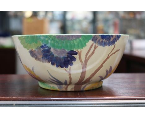 Clarice Cliff Bizarre Viscaria pattern bowl with printed mark to base 17.5cm in Diameter 